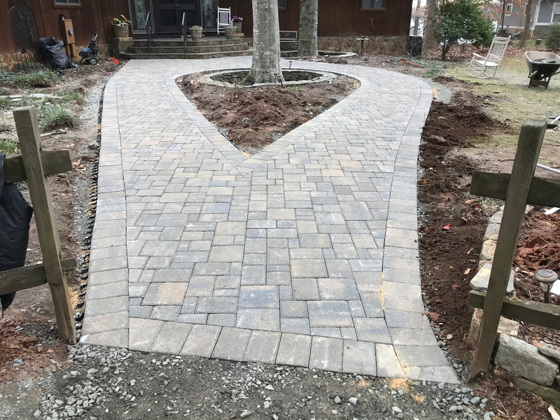 Paver walkway and stoop. 