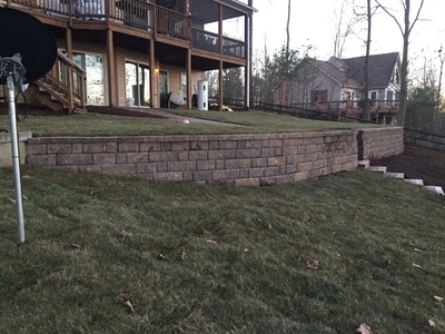 Paver retaining wall and steps. 