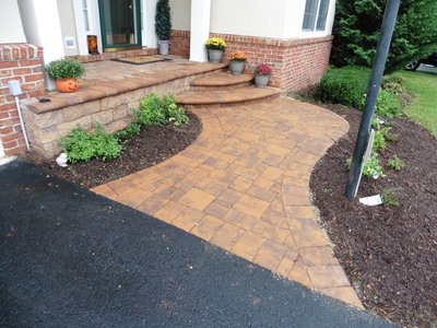 Paver walkway with stoop and steps.  Bullnose. 
