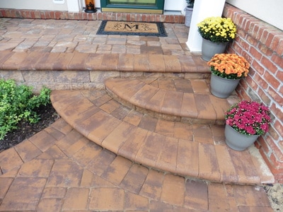 Paver stoop and steps with bullnose. 