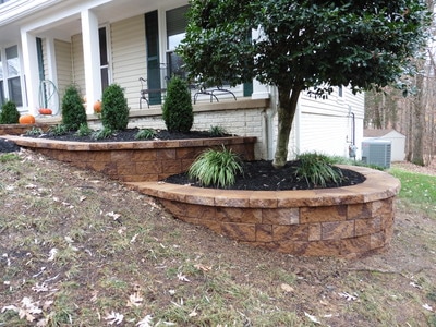 Raised beds with retaining walls. 