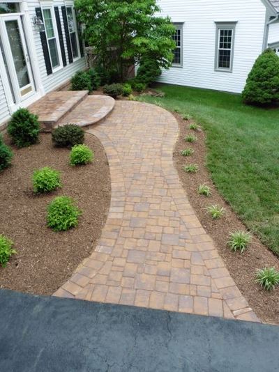 Paver walkway and stoop with bullnose. 